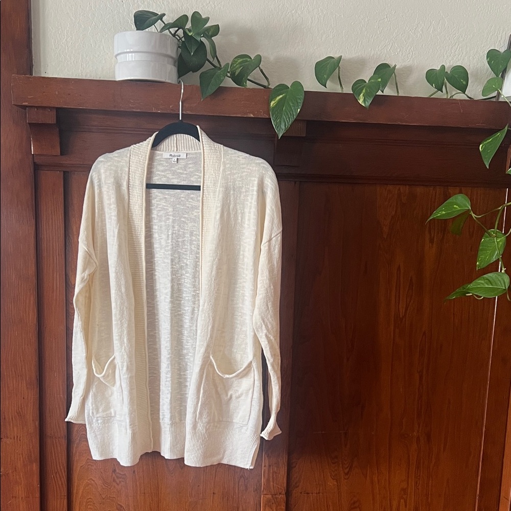 Madewell Cream Open-Front Cardigan